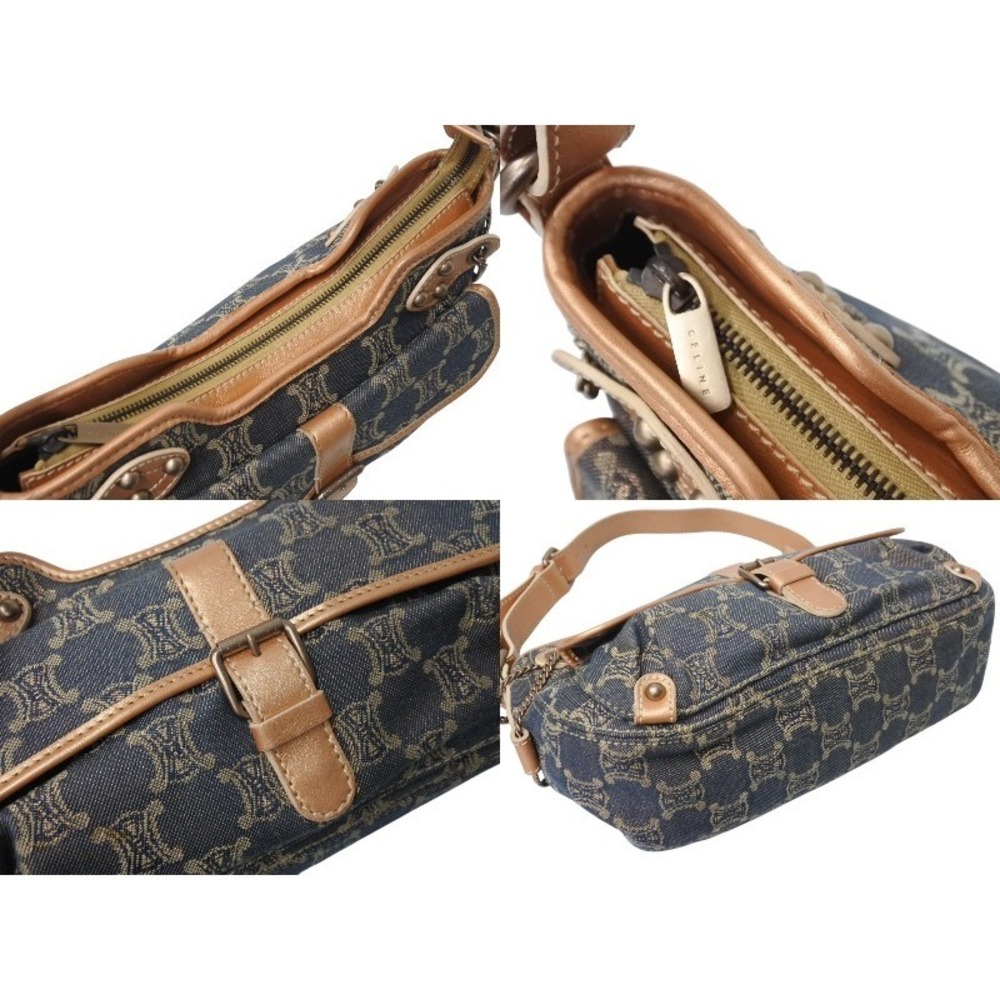 Celine denim brown Hobo Shoulder Pink handbag Rose gold blue One bag leather - Picture 7 of 9